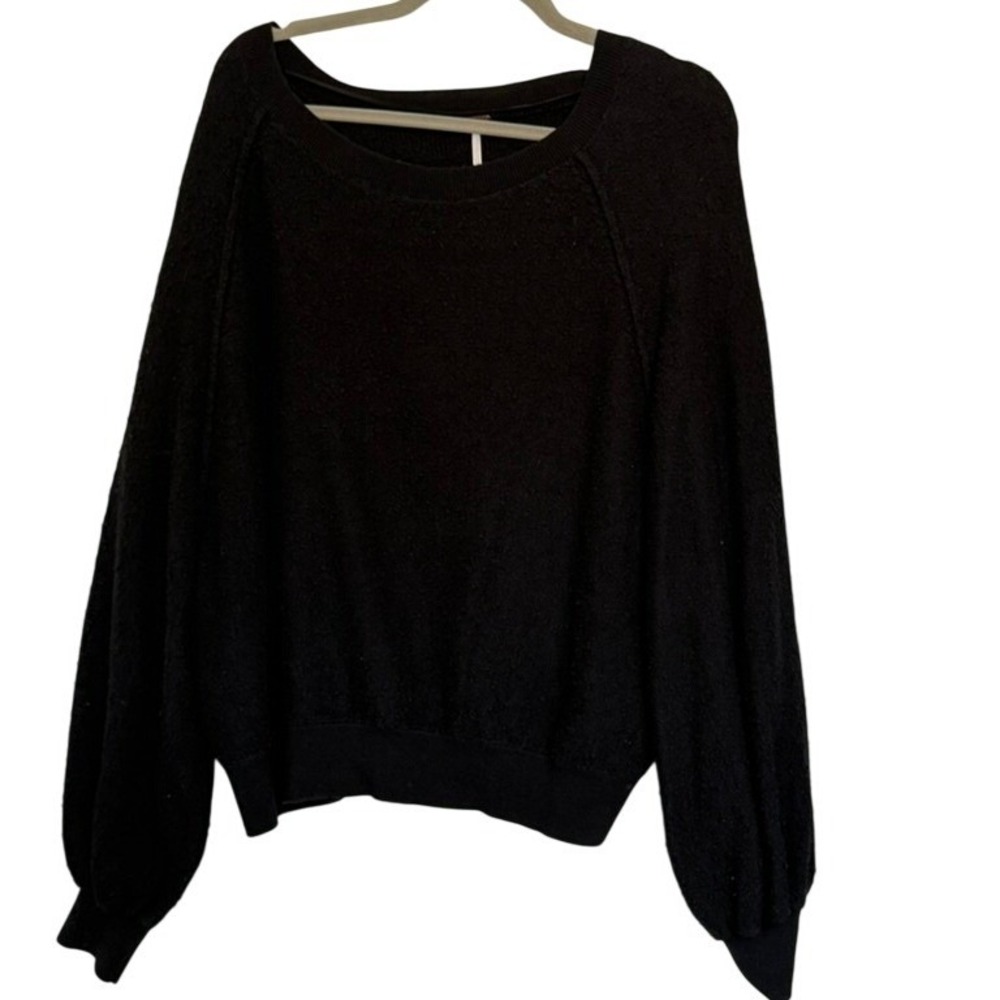 Free People Found My Friend Black Textured Pullover Sweater OB1222468 M